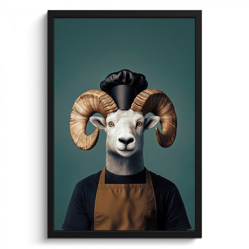Cadre Photo - Chèvre - Cornes - Vêtements de cuisine