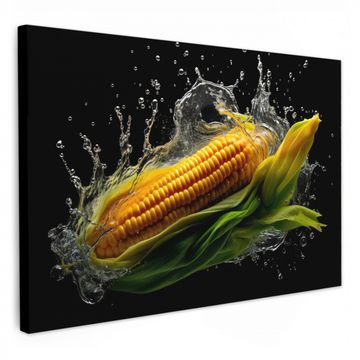 Tableau sur toile - Mais - Légumes - Plantes - Noir - Eau