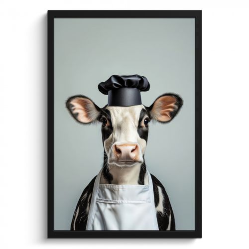 Cadre Photo - Vache - Noir - Blanc - Cuisinier