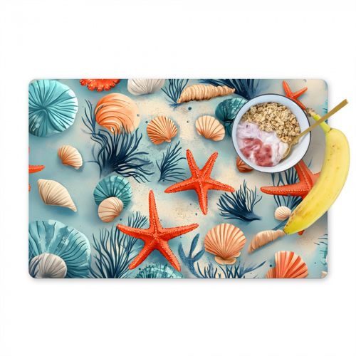Sets de table - Étoile de mer - Coquillages - Illustration - Sable