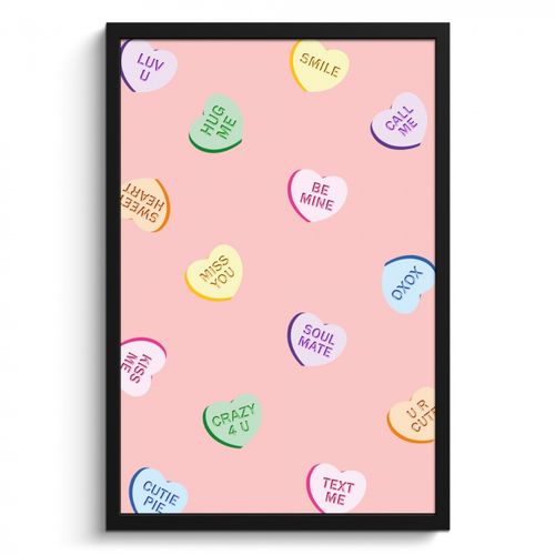 Cadre Photo - Coeur - Bonbons - Pastel - Texte