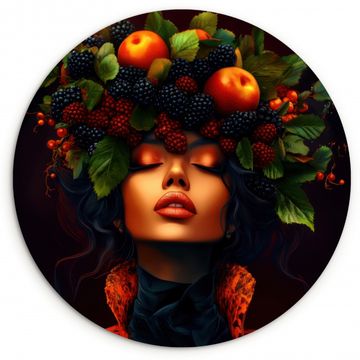 Tableau rond - Femme - Noir - Baies - Pommes