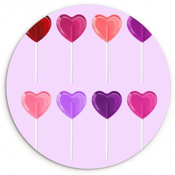 Tableau rond - Sucette - Coeur - Rose - Bonbons