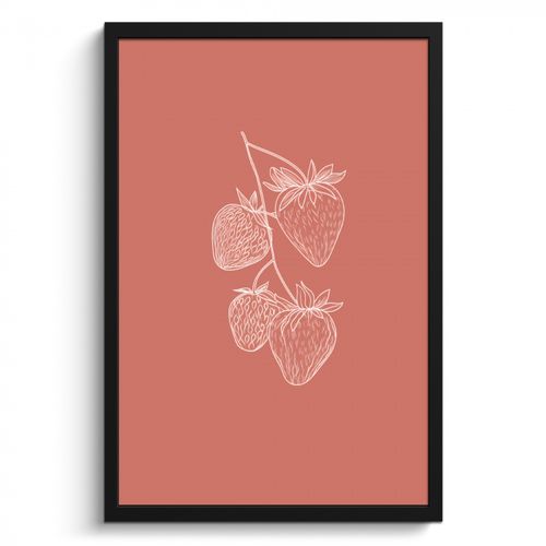 Cadre Photo - Minimaliste - Illustration - Fraise - Branche