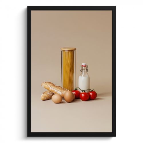 Cadre Photo - Spaghetti - Lait - Tomates - Œufs - Pain