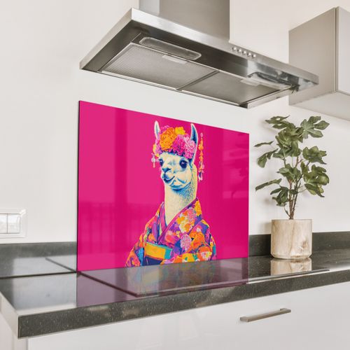 Fond de hotte - Lama - Kimono - Couronne de fleurs - Rose vif
