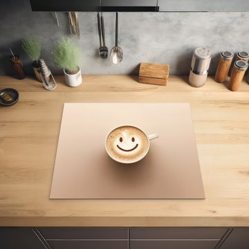 Protection plaque induction - Café - Mousse de lait - Sourire - Beige