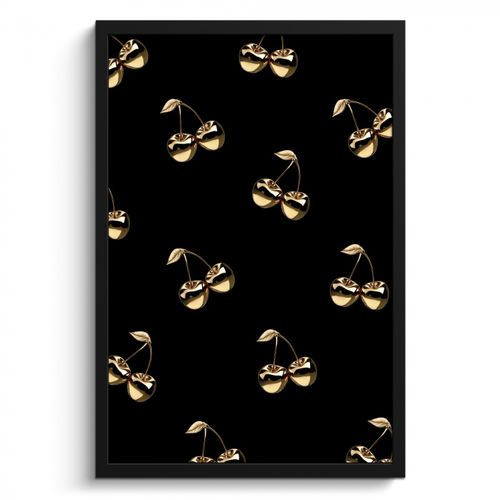 Cadre Photo - Motif - Cerise - Or - Chrome