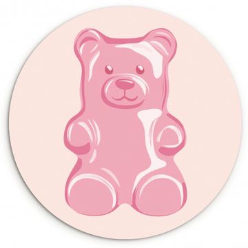 Tableau rond - Ours - Rose - Bonbons
