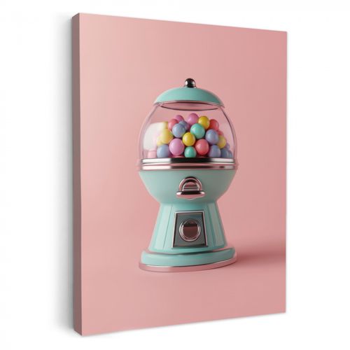 Tableau sur toile - Chewing-gum - Rétro - Bonbons - Rose