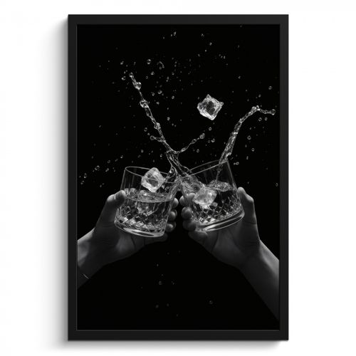 Cadre Photo - Verres Whicky - Ice - Splashes - Noir