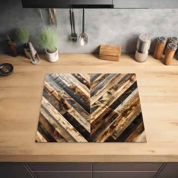 Protection plaque induction - Bois brûlé en chevrons