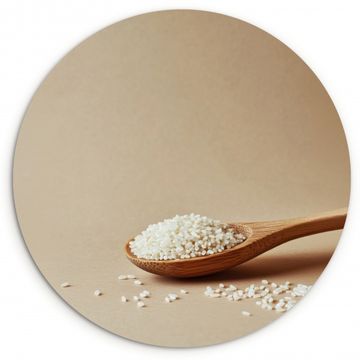 Tableau rond - Cuillère - Riz - Bois - Beige