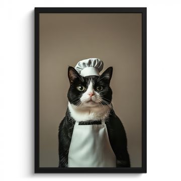 Chat - Vêtements de chef - Noir - Blanc