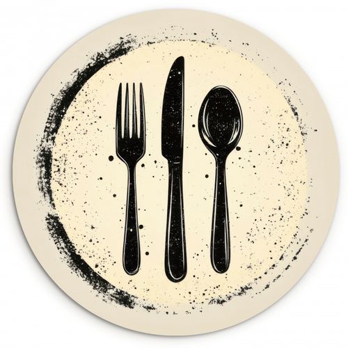 Tableau rond - Noir - Couverts - Rond