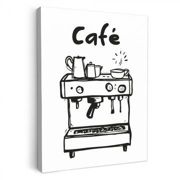 Tableau sur toile - Illustration - Café - Machine à café - Tasses