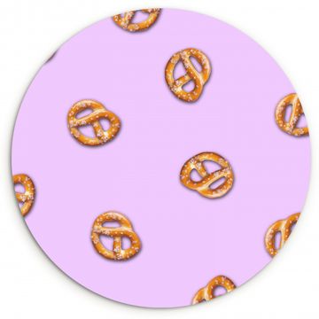 Tableau rond - Bretzels - Aliments - Violet