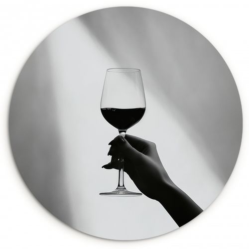 Tableau rond - Léger - Vin - Rouge - Verre