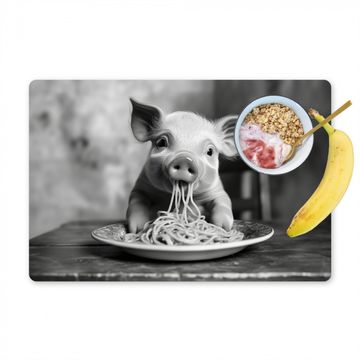 Sets de table - Cochon - Mignon - Spaghetti - Noir et blanc - Animal