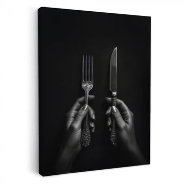 Tableau sur toile - Couverts - Noir - Blanc