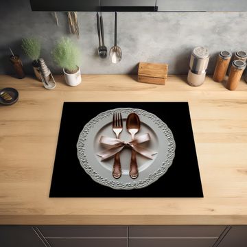 Tableau rond - Rose - Noeud - Couverts