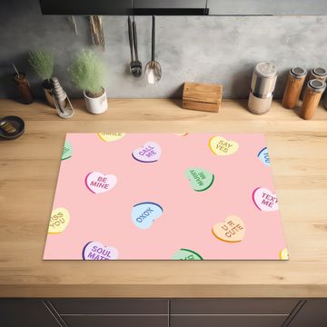 Protection plaque induction - Coeur - Bonbons - Pastel - Texte
