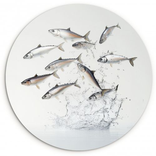 Tableau rond - Poisson - Eau - Blanc