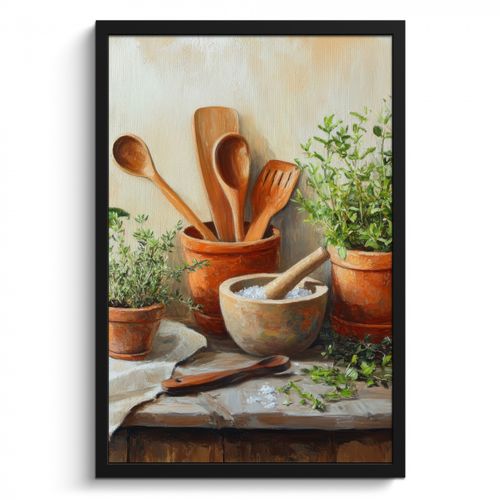 Cadre Photo - Pots - Herbes - Bois