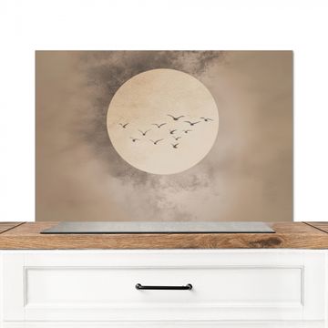 Fond de hotte - Oiseau - Beige - Japandi