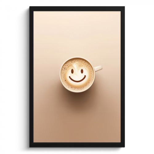 Cadre Photo - Café - Mousse de lait - Sourire - Beige