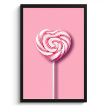 Cadre Photo - Bonbons - Sucettes - Coeur - Rose