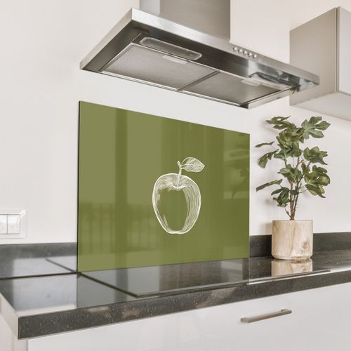 Fond de hotte - Dessin au trait - Pomme - Vert olive - Feuille