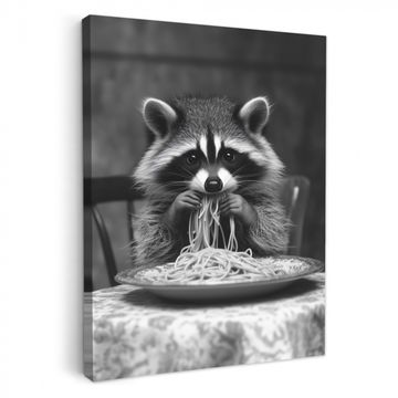 Raton laveur - Mignon - Pâtes - Nappe - Noir - Blanc