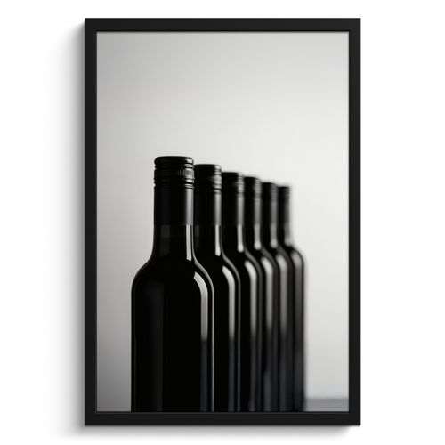Cadre Photo - Bouteilles de vin - Noir - Minimaliste