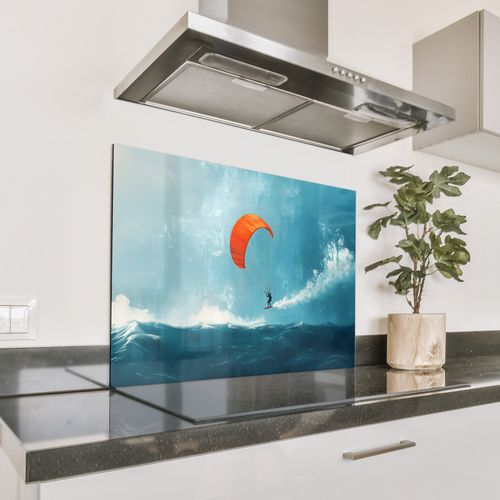 Fond de hotte - Kitesurfer - Orange - Mer - Ciel