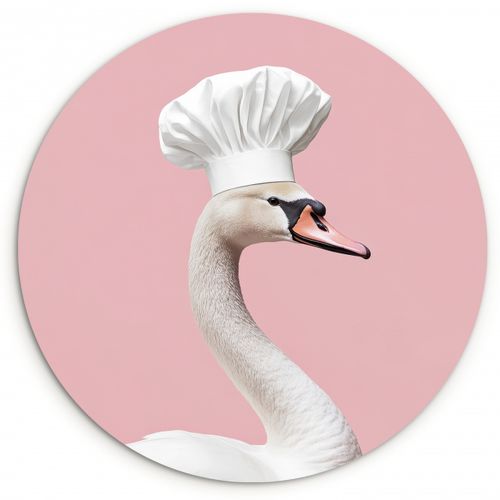 Tableau rond - Cygne - Chapeau de cuisinier - Belle - Classique