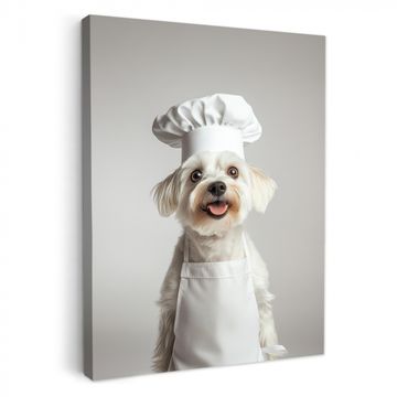 Tableau sur toile - Chien - Blanc - Cuisinier