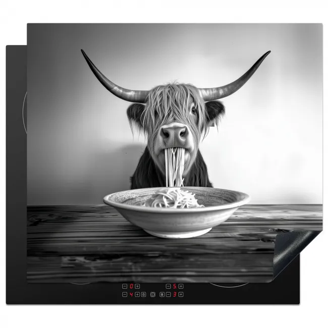 Protection plaque induction - Highlander écossais - Spaghetti - Animaux - Noir et blanc