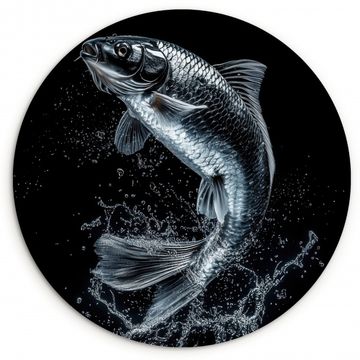 Tableau rond - Poissons - Koi - Noir - Eau