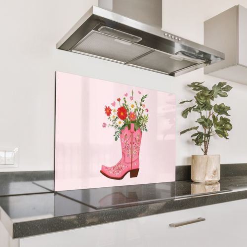 Fond de hotte - Bottes de cow-boy - Rose - Bouquet - Fleurs