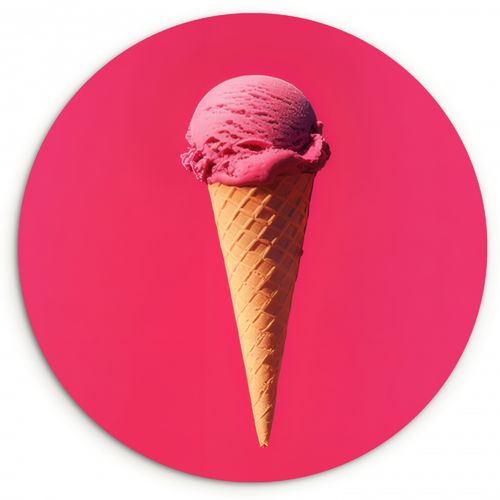 Tableau rond - Pelle à glace - Rose - Corne