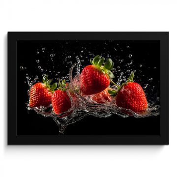 Cadre Photo - Fraises - Fruits - Rouge - Eau - Noir