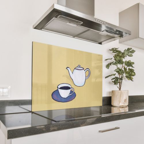 Fond de hotte - Théière - Tasse - Beige - Illustration