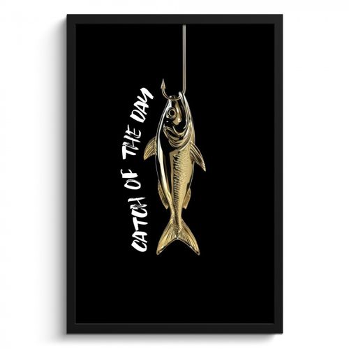 Cadre Photo - Poisson - Noir - Or - Texte