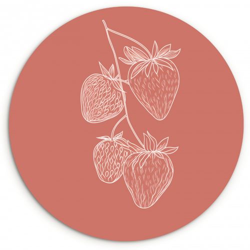 Tableau rond - Minimaliste - Illustration - Fraise - Branche