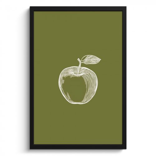Cadre Photo - Dessin au trait - Pomme - Vert olive - Feuille