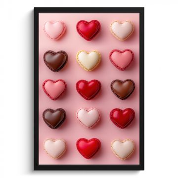 Cadre Photo - Macarons - Coeurs - Colorés - Rose