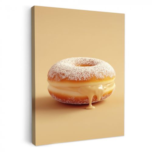 Tableau sur toile - Donut - Crémeux - Sucre en poudre - Beige