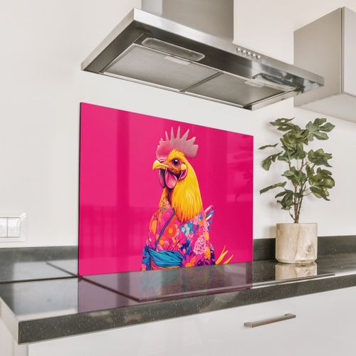 Fond de hotte - Coq - Coloré - Kimono - Rose