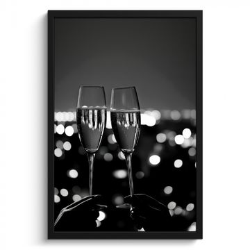 Cadre Photo - Bulles - Cheers - Coupes de champagne - Lumières de la ville